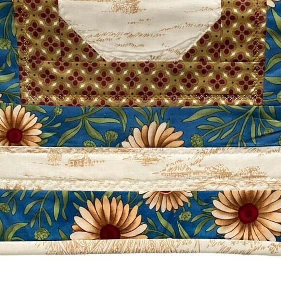 Handmade Quilted Table Runner Wall Hanger Country Patchwork Farmhouse Sunflowers - Picture 5 of 11